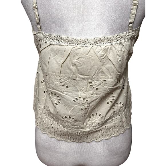 Guess Crop Tank Button Front Eyelet Lace Pattern Sleeveless Green Women's S NWT - Picture 8 of 11